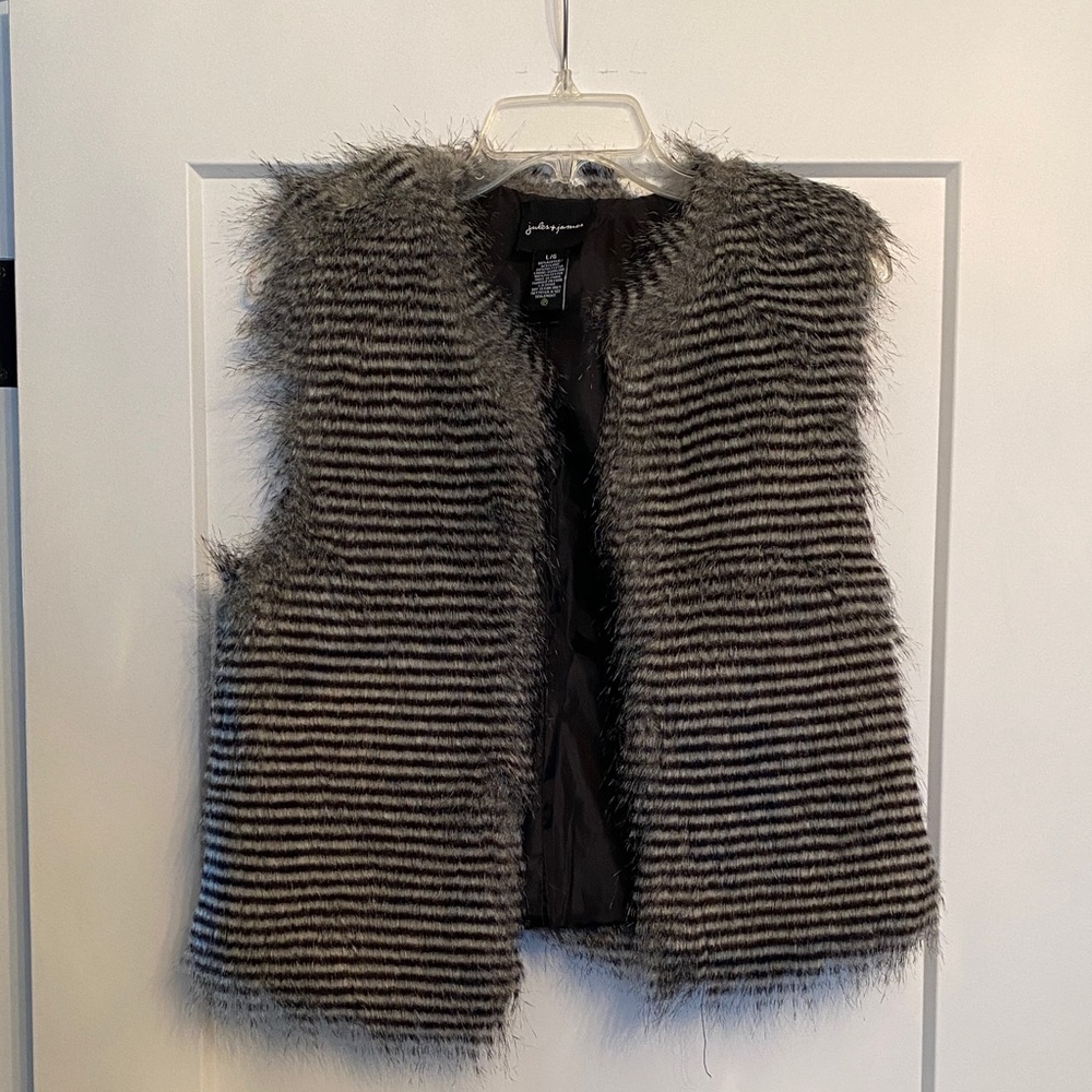 John + Jenn Black and Gray Striped Vest